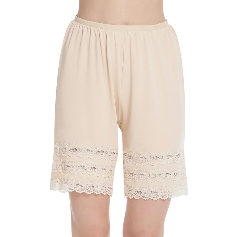 MANCYFIT Half Slip Shorts Culotte for Women Split Skirt Lace Pettipants Snip 7-9â€ Inseam Nude XX-Large - Image 1